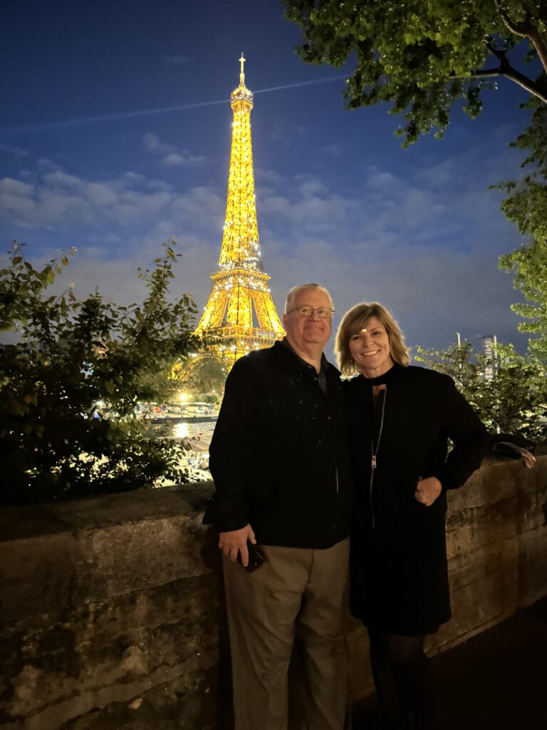 Kellie Beaton and her husband in Paris.